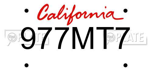 977MT7 California License Plate