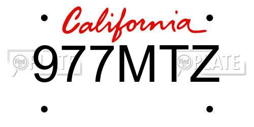 977MTZ California License Plate