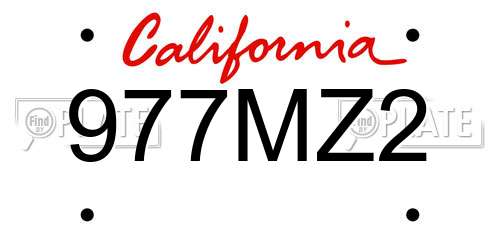 977MZ2 California License Plate