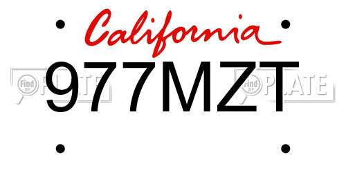 977MZT California License Plate