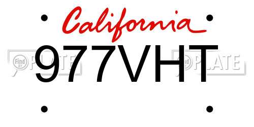 977VHT California License Plate