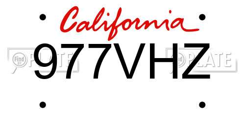 977VHZ California License Plate