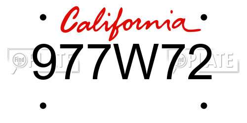 977W72 California License Plate