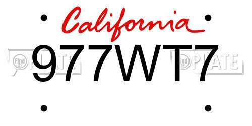977WT7 California License Plate