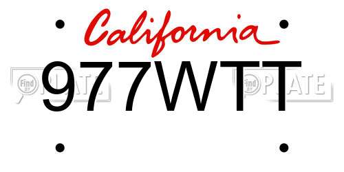 977WTT California License Plate