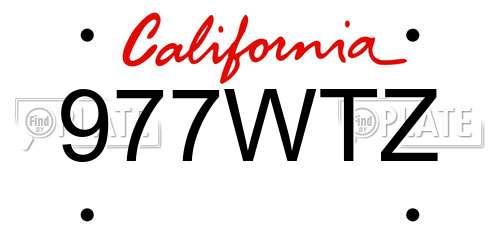 977WTZ California License Plate