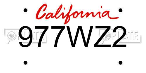 977WZ2 California License Plate