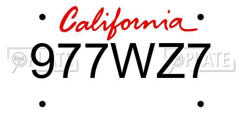 977WZ7 California License Plate