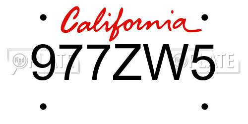 977ZW5 California License Plate