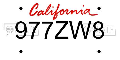 977ZW8 California License Plate