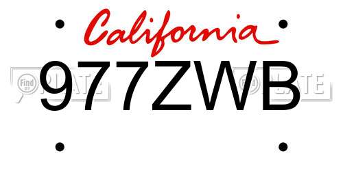977ZWB California License Plate