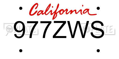 977ZWS California License Plate