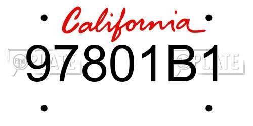 97801B1 California License Plate