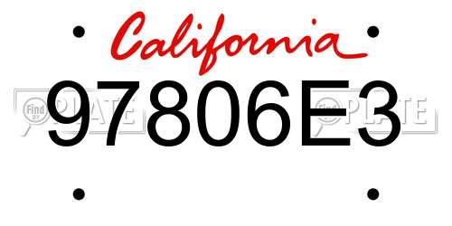 97806E3 California License Plate