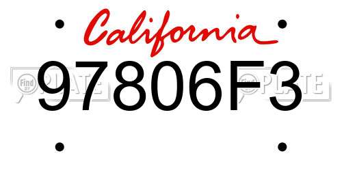 97806F3 California License Plate