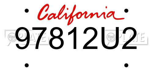 97812U2 California License Plate