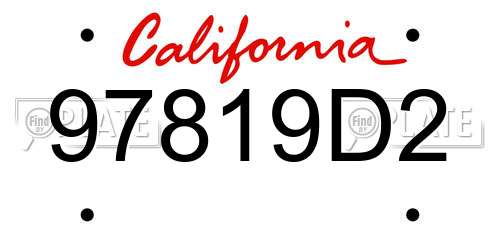 97819D2 California License Plate