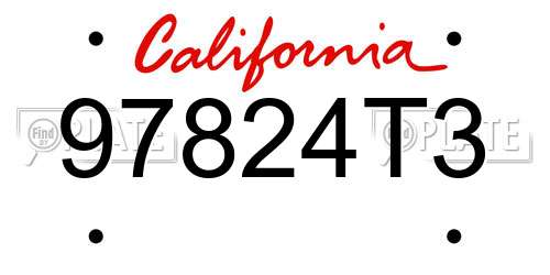 97824T3 California License Plate