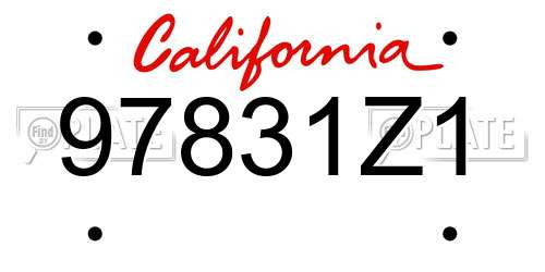 97831Z1 California License Plate