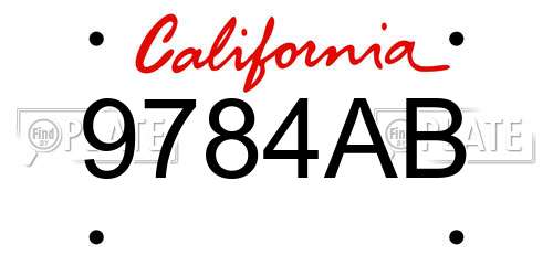 9784AB California License Plate