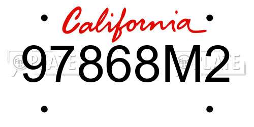 97868M2 California License Plate