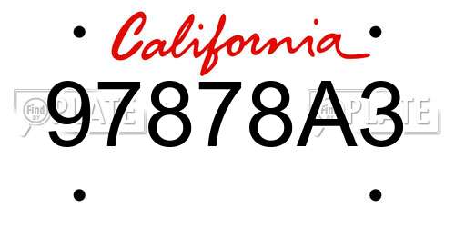 97878A3 California License Plate