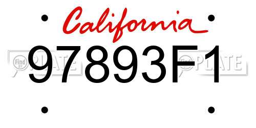 97893F1 California License Plate