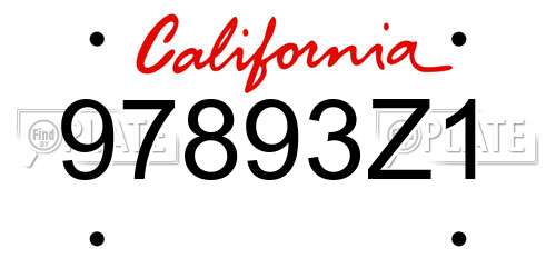 97893Z1 California License Plate