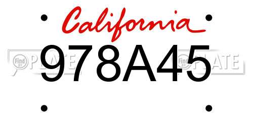 978A45 California License Plate