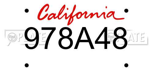 978A48 California License Plate