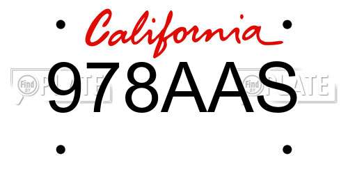 978AAS California License Plate