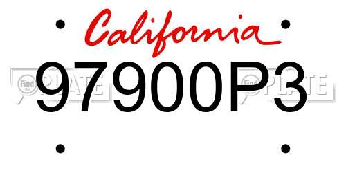 97900P3 California License Plate