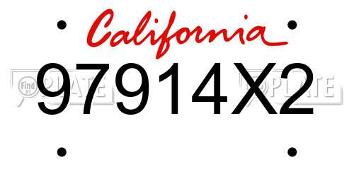 97914X2 California License Plate