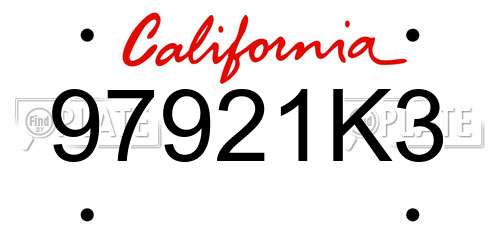 97921K3 California License Plate
