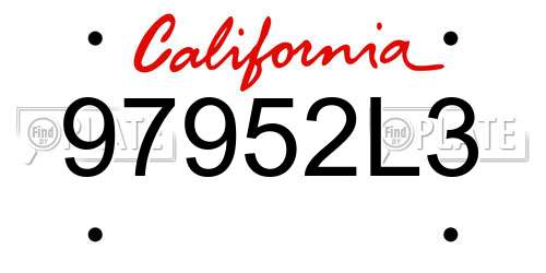 97952L3 California License Plate