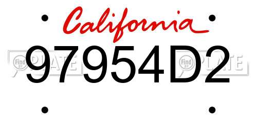 97954D2 California License Plate