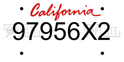 97956X2 California License Plate