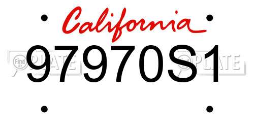 97970S1 California License Plate
