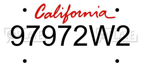 97972W2 California License Plate