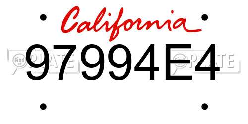 97994E4 California License Plate