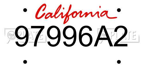 97996A2 California License Plate
