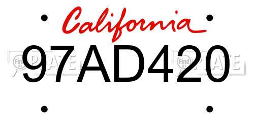 97AD420 California License Plate