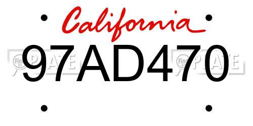 97AD470 California License Plate