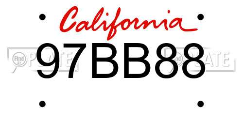 97BB88 California License Plate