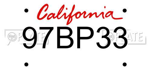 97BP33 California License Plate
