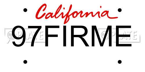 97FIRME California License Plate