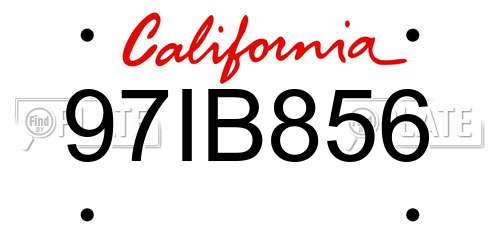 97IB856 California License Plate