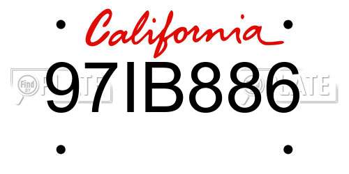 97IB886 California License Plate