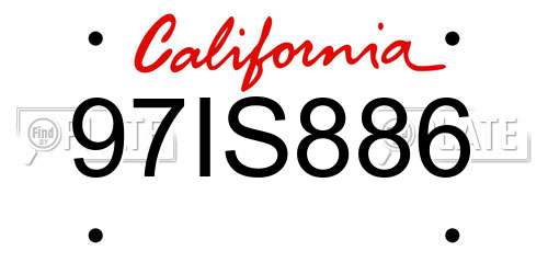 97IS886 California License Plate