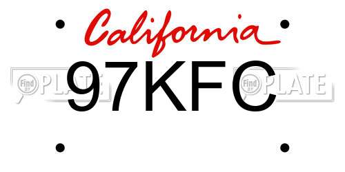 97KFC California License Plate